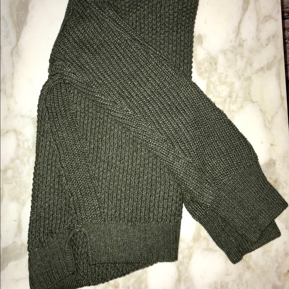 Green cable knit sweater